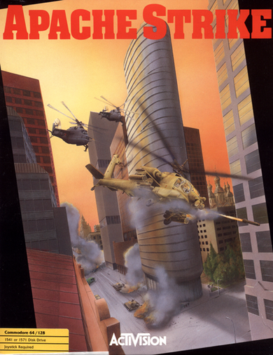 Apache Strike box art for Commodore 64